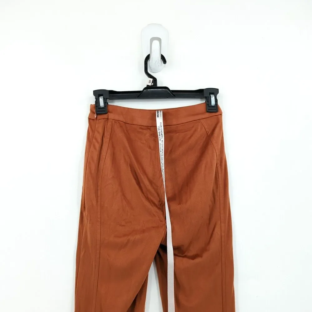 HOUSE OF CB Women XS Sazan Leggings Tan Brown Faux Suede High Waist Rise NEW